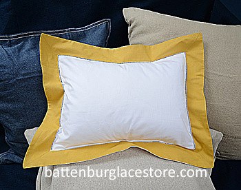 Standard PIllow Sham Cover. White with Honey Gold Border